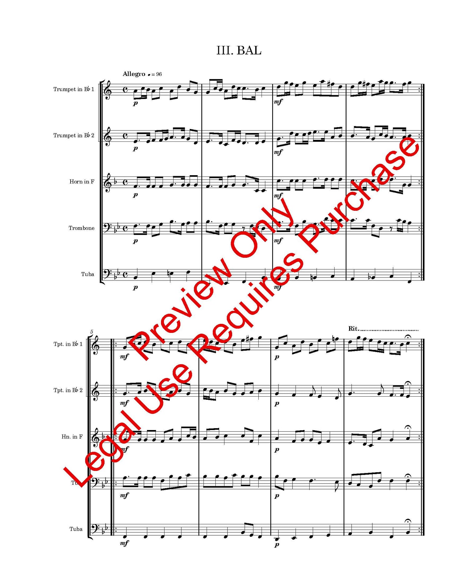 Suite from "Hora Decima" for Brass Quintet