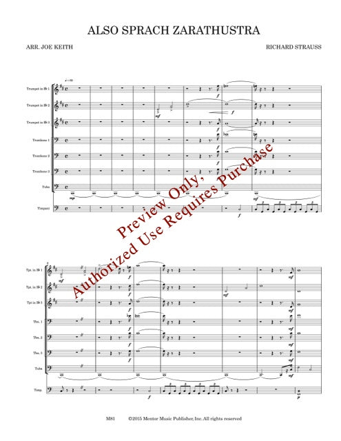 Also Sprach Zarathrustra for Brass Ensemble