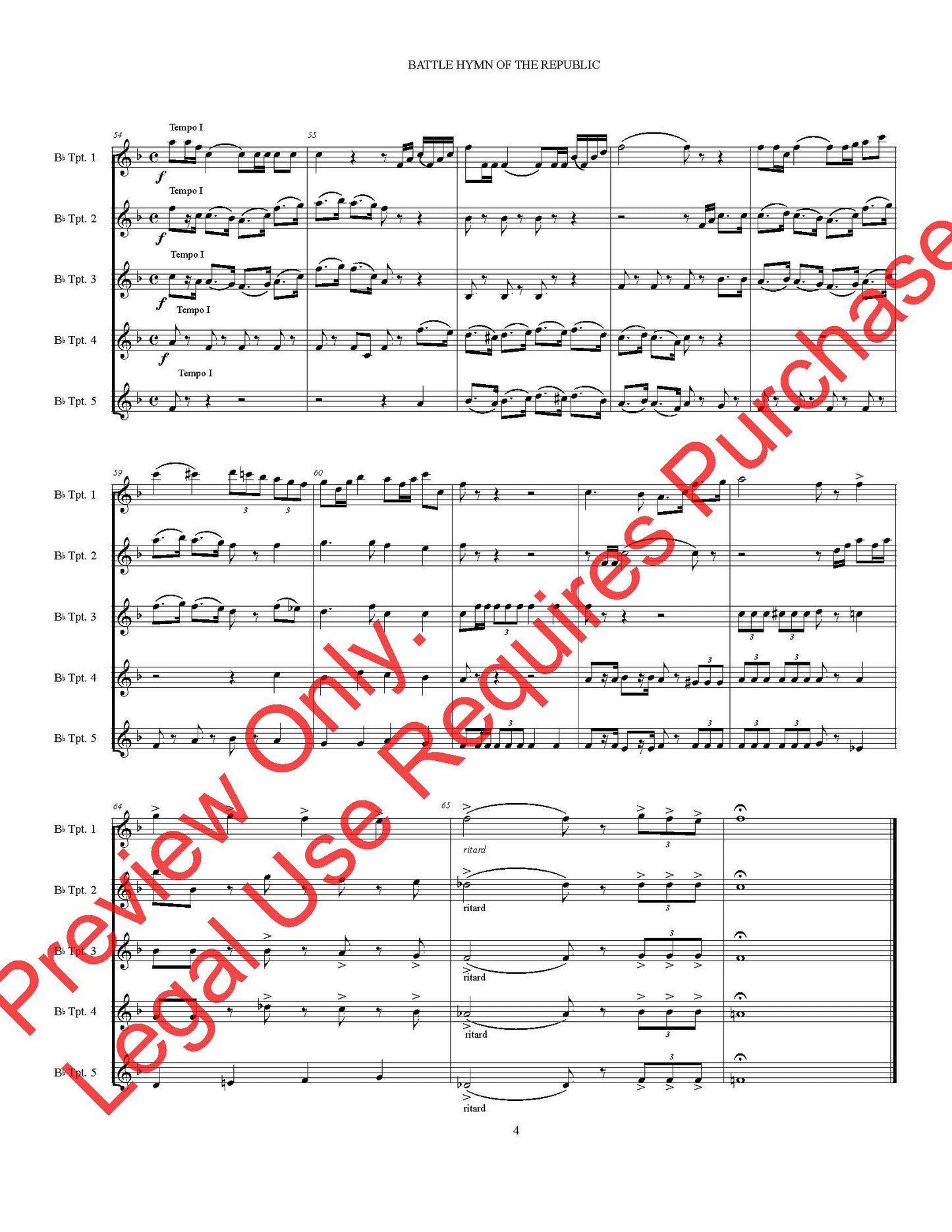 Battle Hymn of the Republic for 5 Trumpets