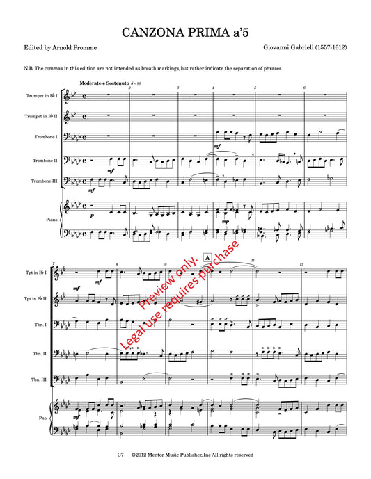 Canzona Prima a 5 for Brass Quintet