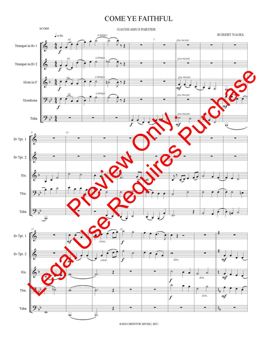 Come, Ye Faithful (Gaudeamus Pariter) (Brass Quintet)