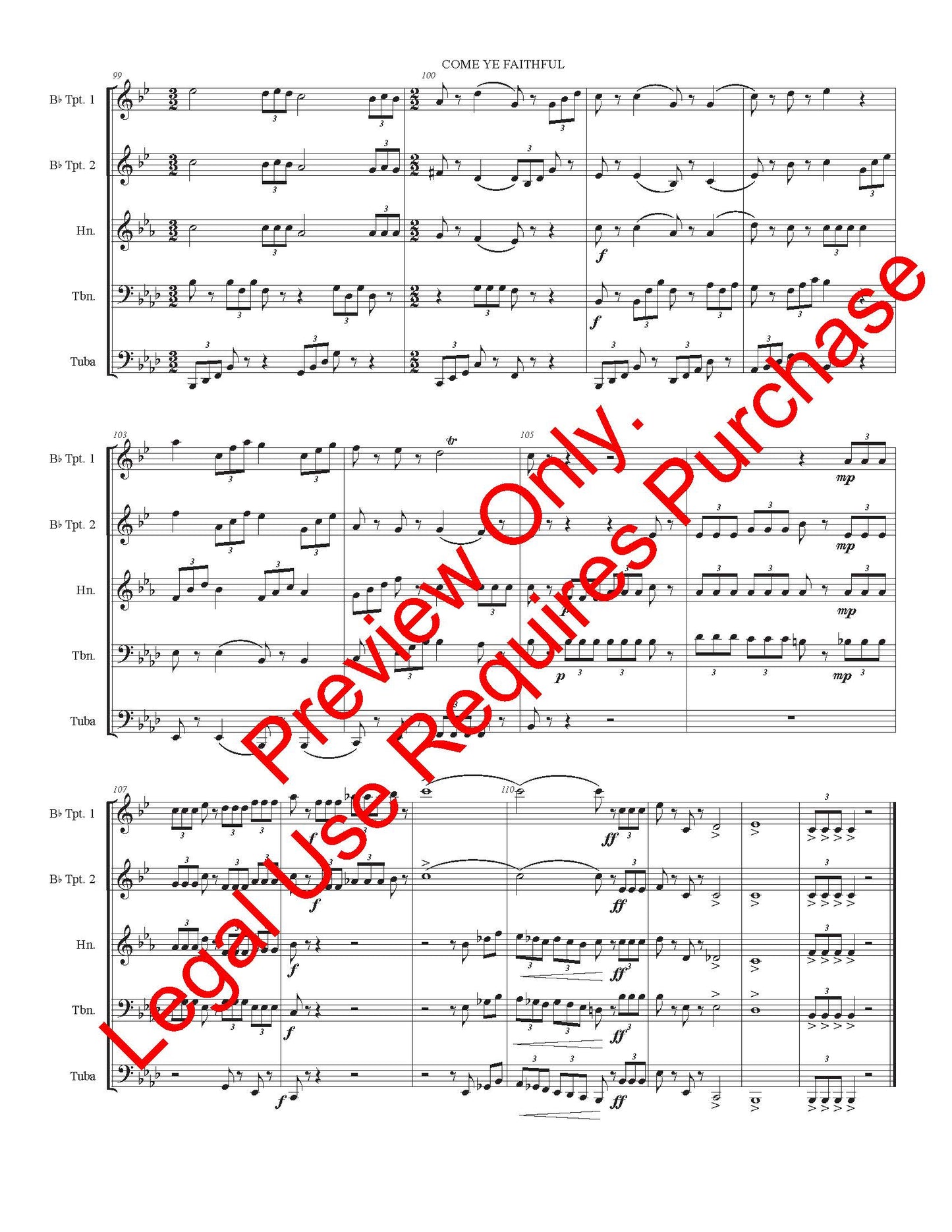 Come, Ye Faithful (Gaudeamus Pariter) (Brass Quintet)