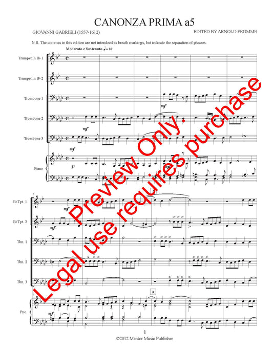 Canzona Prima a 5 for Brass Quintet