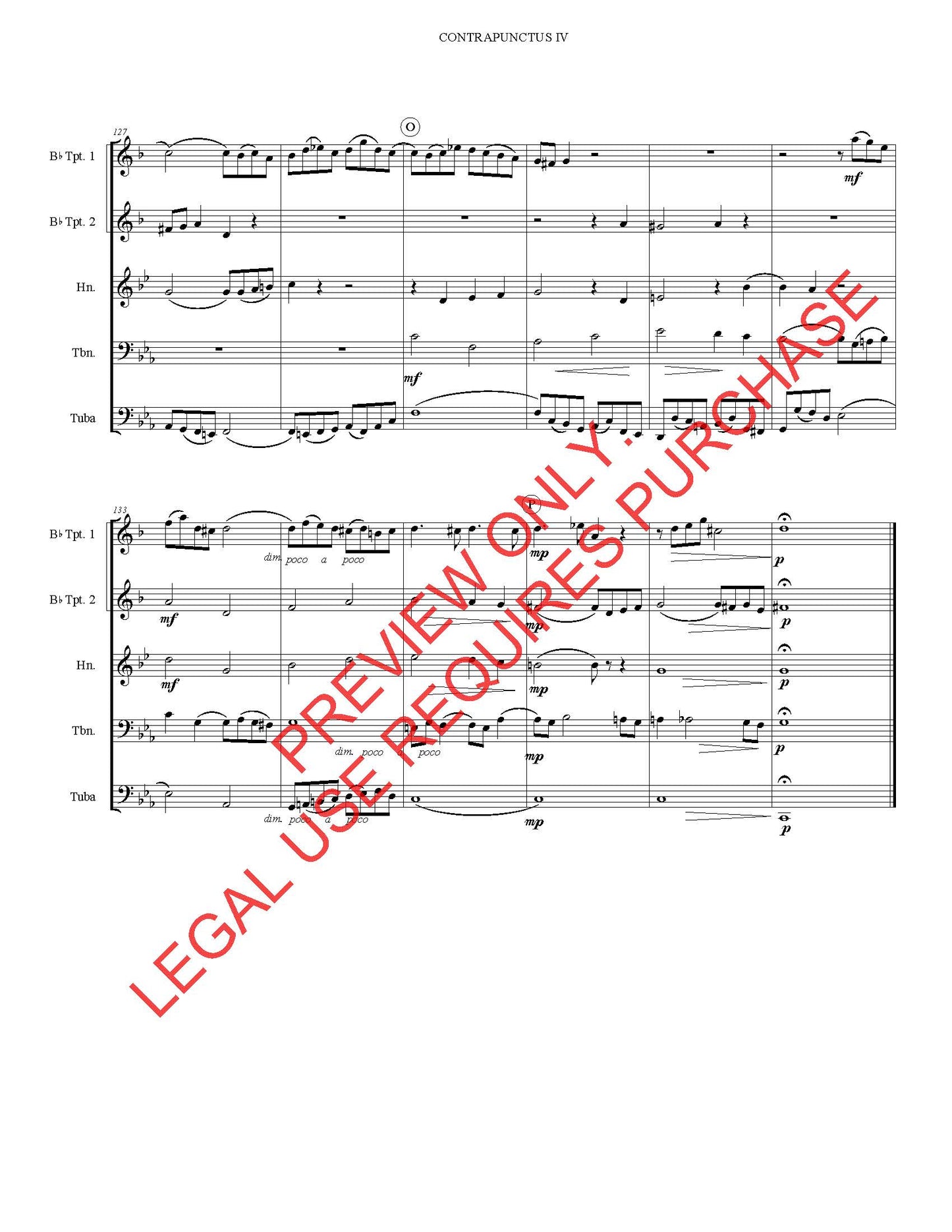 Contrapunctus IV for Brass Quintet