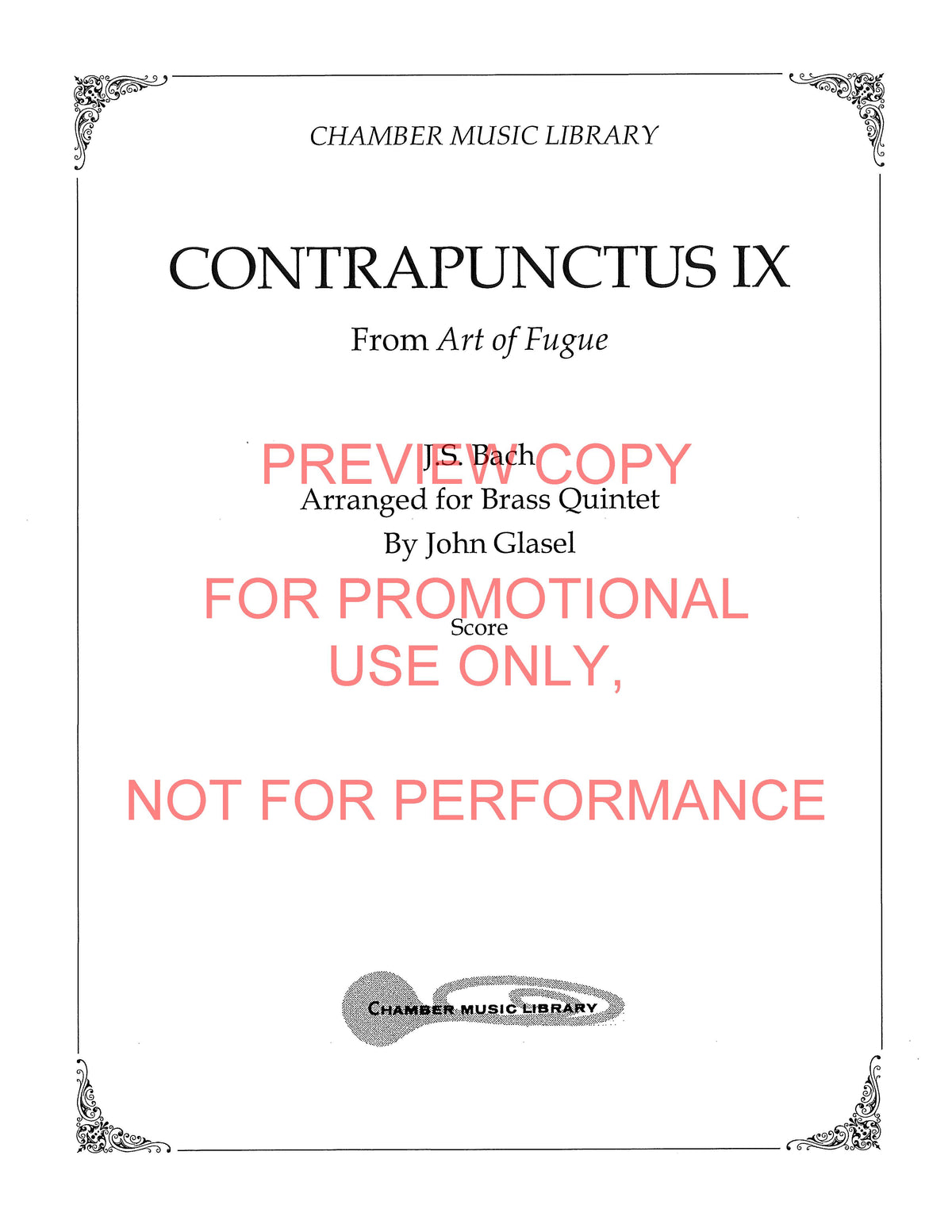 Contrapunctus IX from Bach's Art of Fugue for Brass Quintet – sheet music interior preview 1