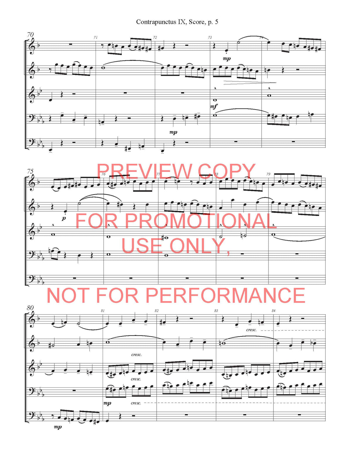 Contrapunctus IX from Bach's Art of Fugue for Brass Quintet – sheet music interior preview 6