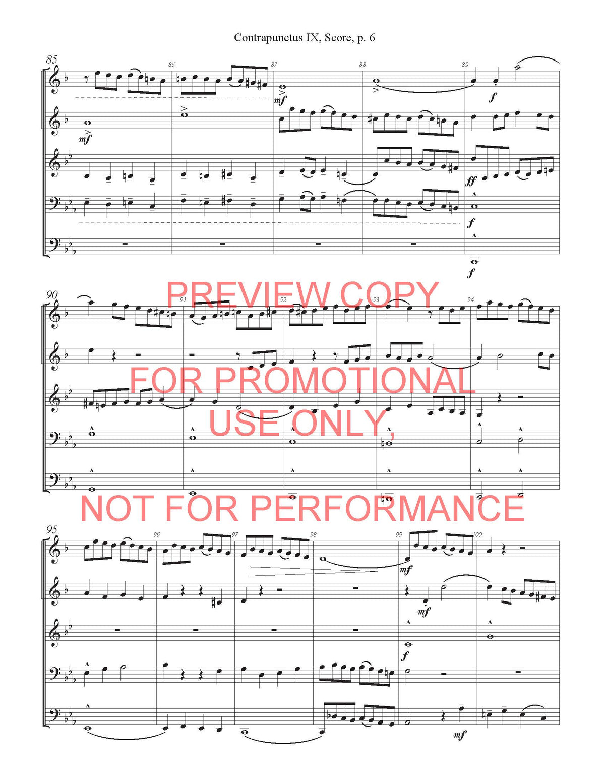 Contrapunctus IX from Bach's Art of Fugue for Brass Quintet – sheet music interior preview 7