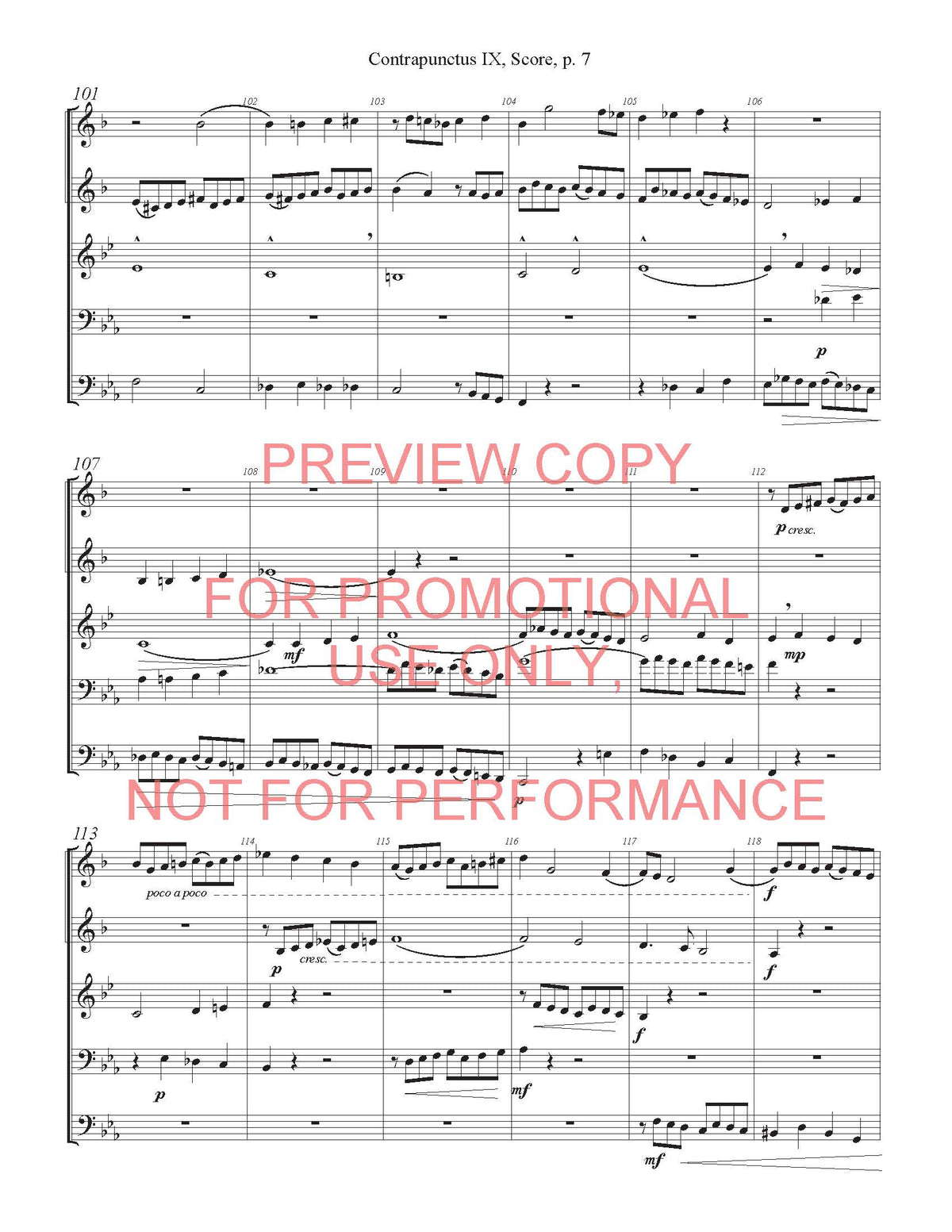 Contrapunctus IX from Bach's Art of Fugue for Brass Quintet – sheet music interior preview 8