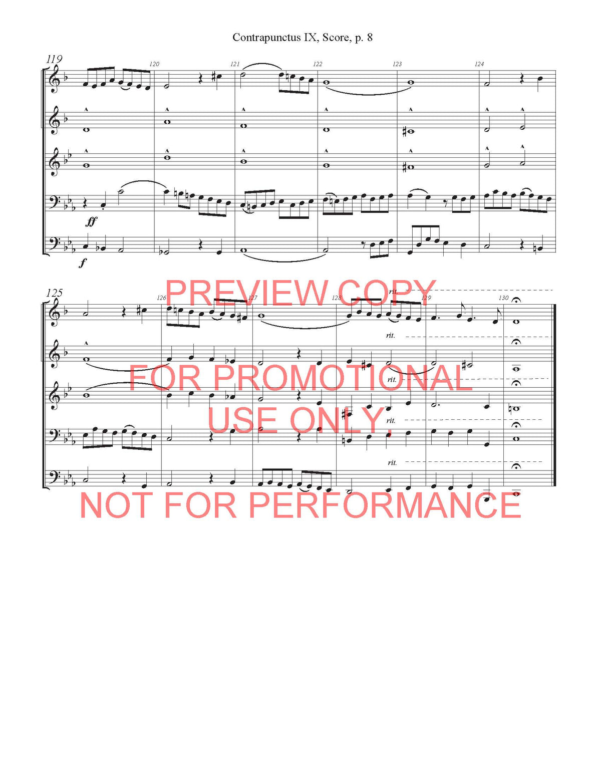 Contrapunctus IX from Bach's Art of Fugue for Brass Quintet – sheet music interior preview 9
