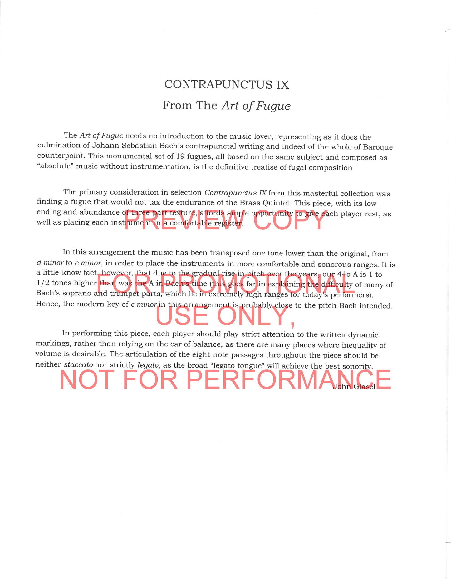 Contrapunctus IX from Bach's Art of Fugue for Brass Quintet