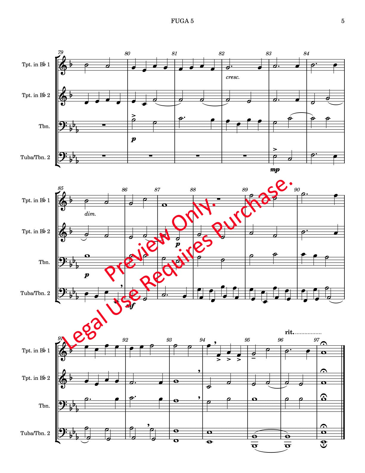 Fuga 5 for Brass Quartet