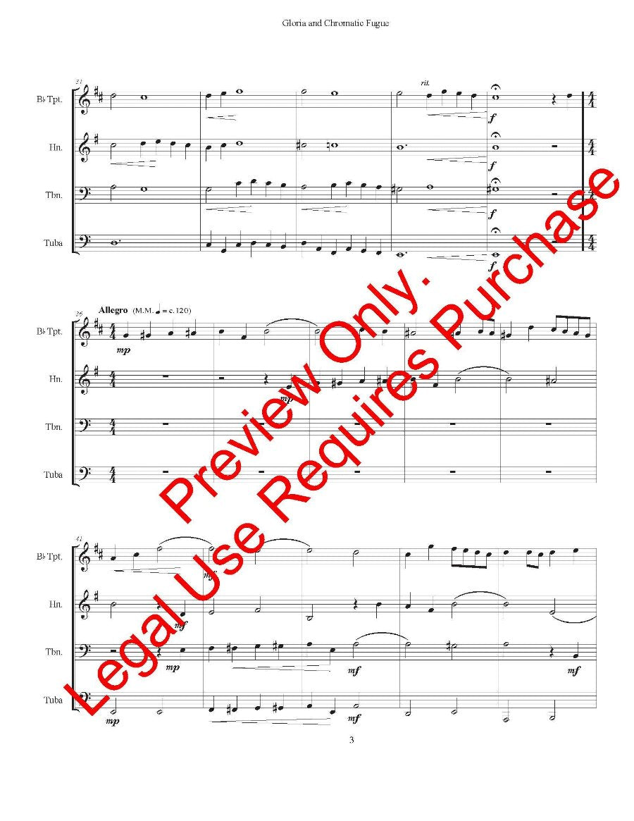 Gloria and Chromatic Fugue for Brass Quartet