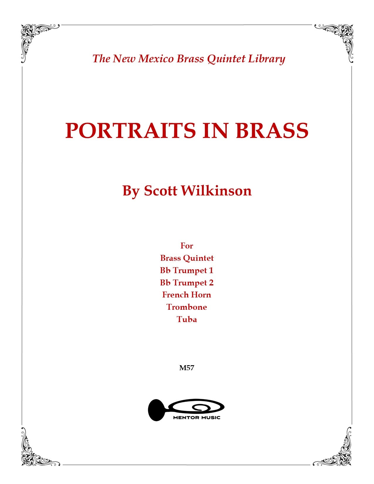 Cover of 'Portraits in Brass' by Scott Wilkinson for New Mexico Brass Quintet Library