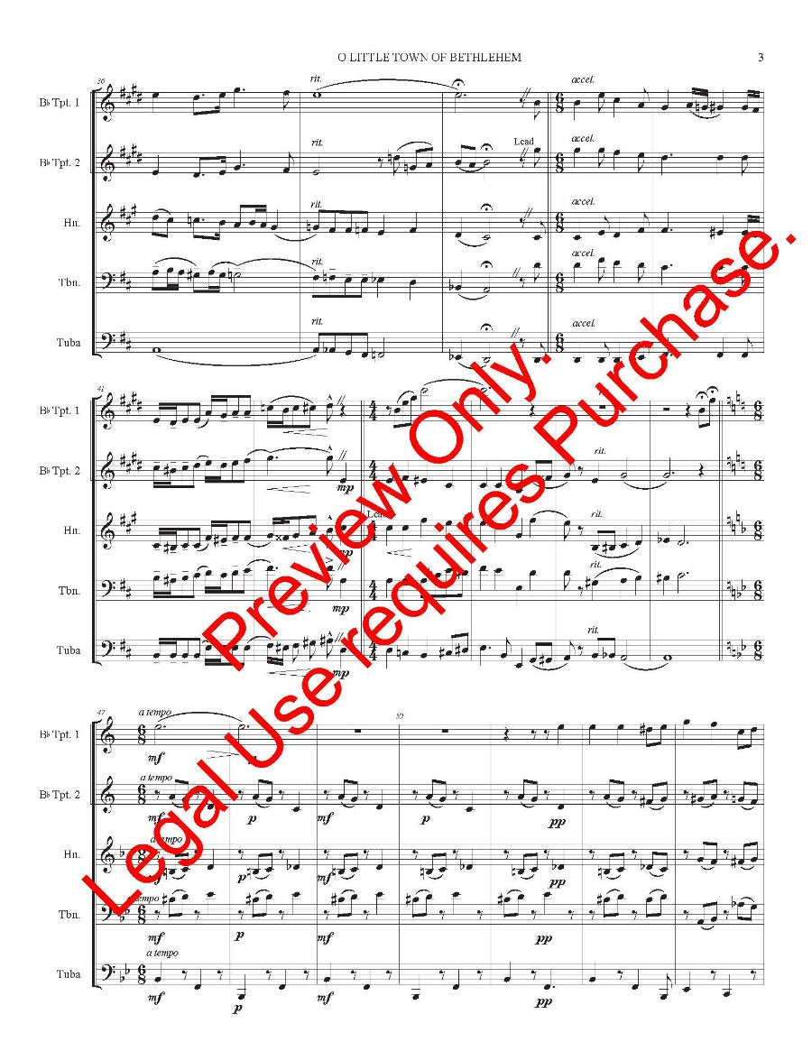 O Little Town of Bethlehem - Brass Quintet