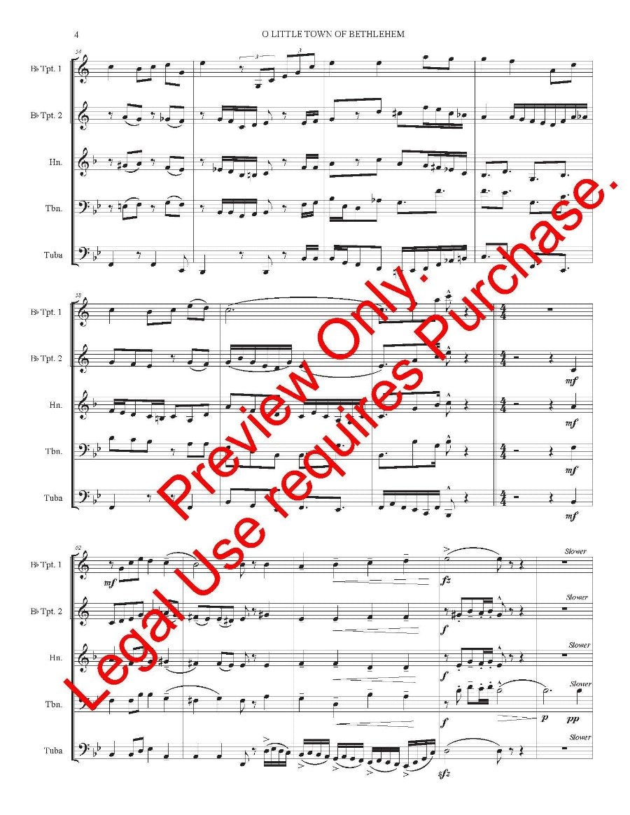 O Little Town of Bethlehem - Brass Quintet