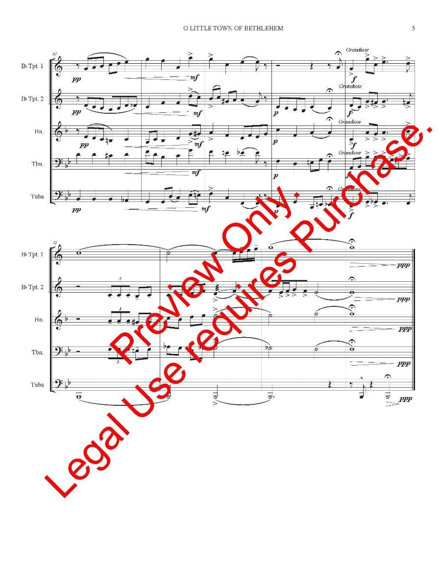 O Little Town of Bethlehem - Brass Quintet