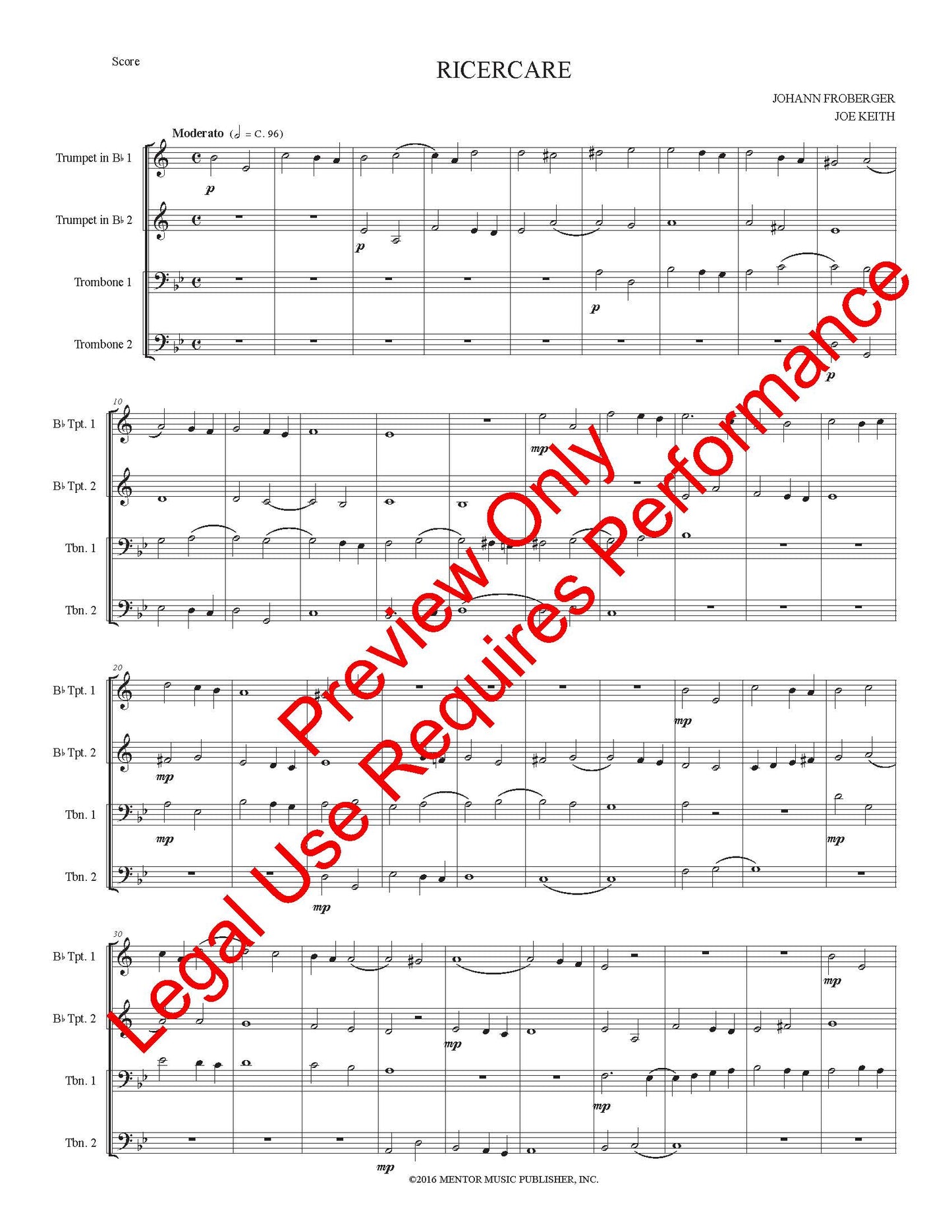 Ricercar for Brass Quartet (Froberger)