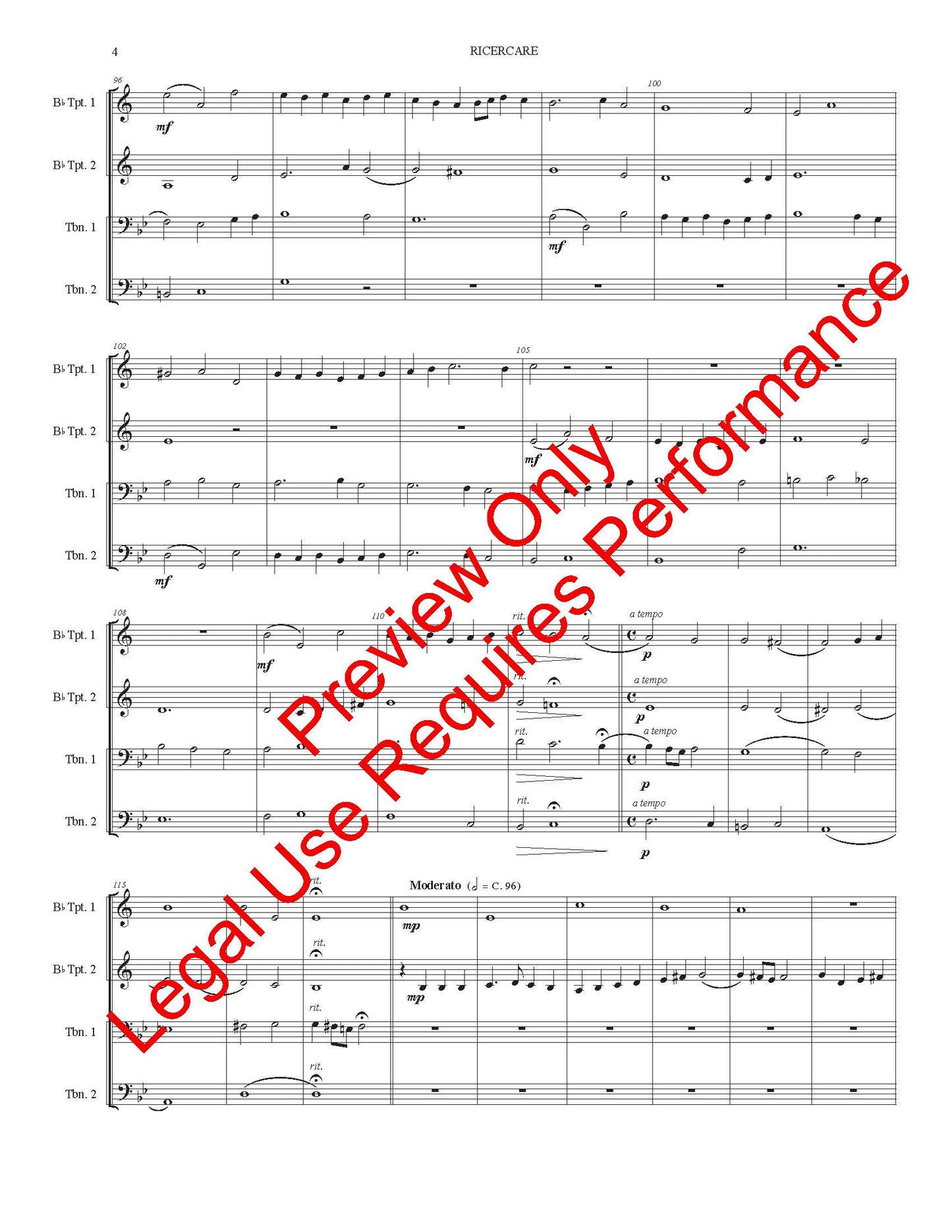 Ricercar for Brass Quartet (Froberger)