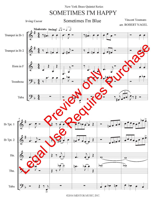 Sometimes I'm Happy (Sometimes I'm Blue) for Brass Quintet