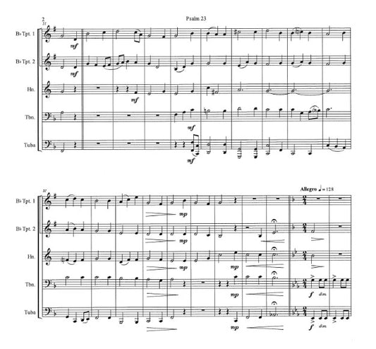 Psalm 23 "The Lord's My Shepherd" for Brass Quintet