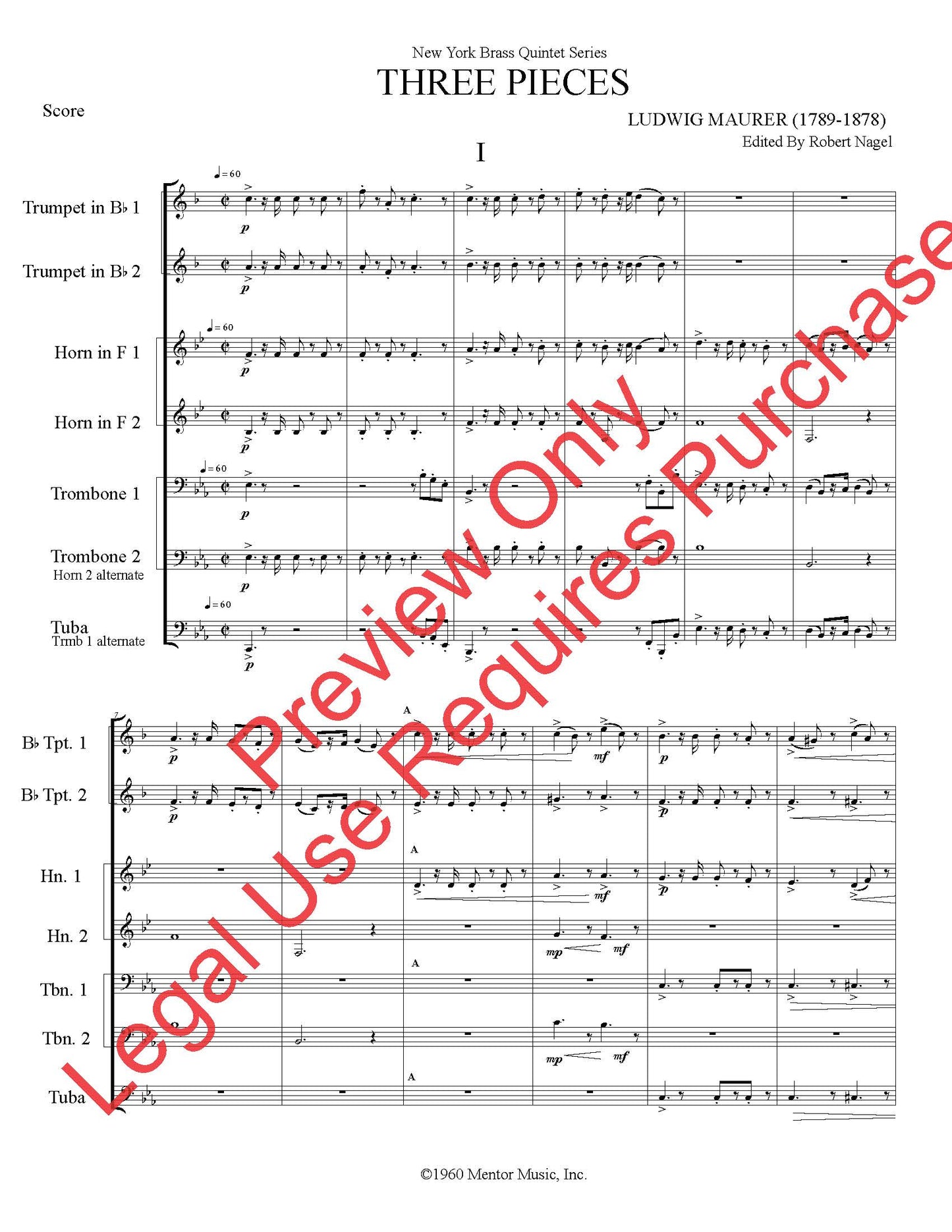 Three Pieces (Ludwig Maurer) - Brass Quintet