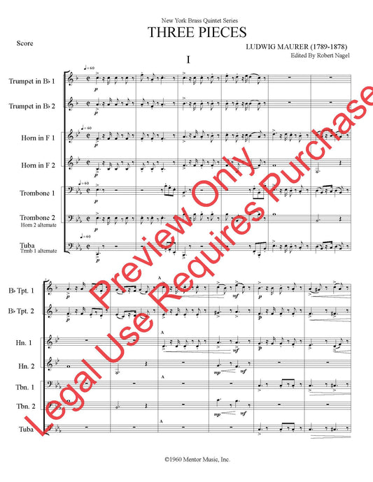 Three Pieces (Ludwig Maurer) - Brass Quintet