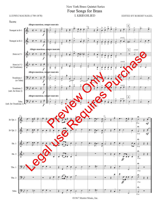Four Songs for Brass by Ludwig Maurer