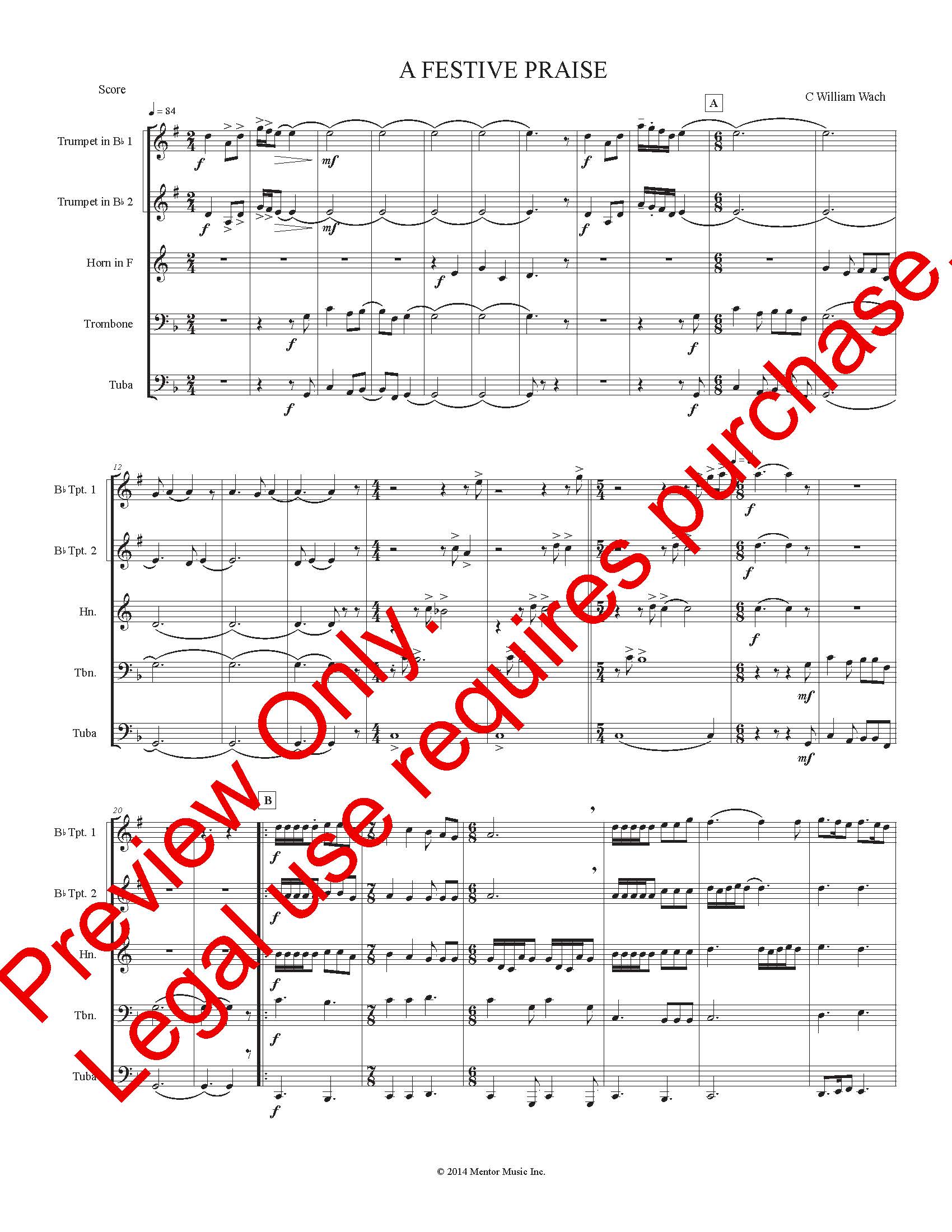 A Festive Praise (Brass Quintet)