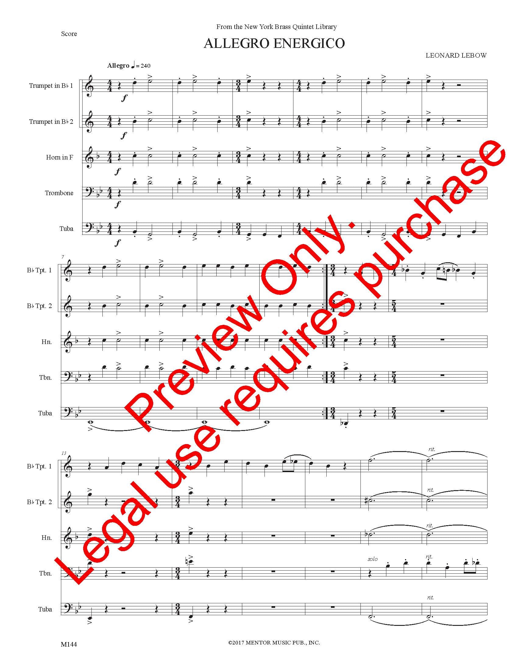 Allegro Energico for Brass Quintet