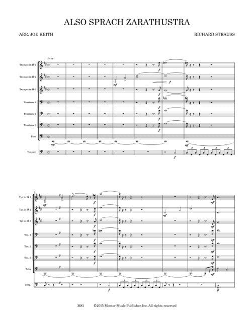 Also Sprach Zarathrustra for Brass Ensemble