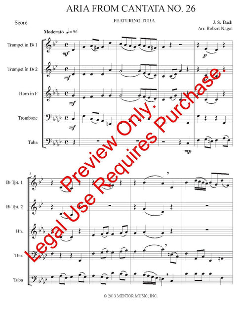 Aria from Cantata No. 26 for 5 Brass w/ Tuba Feature