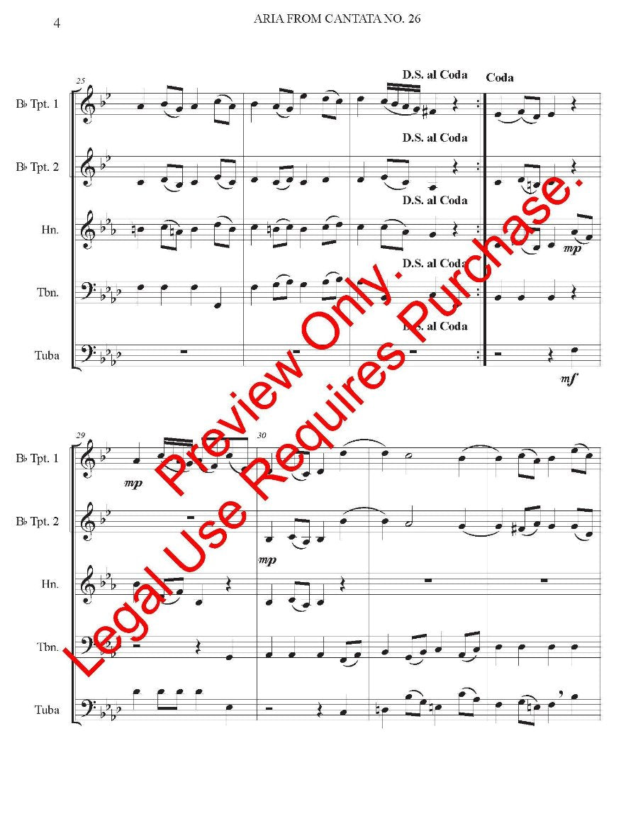 Aria from Cantata No. 26 for 5 Brass w/ Tuba Feature