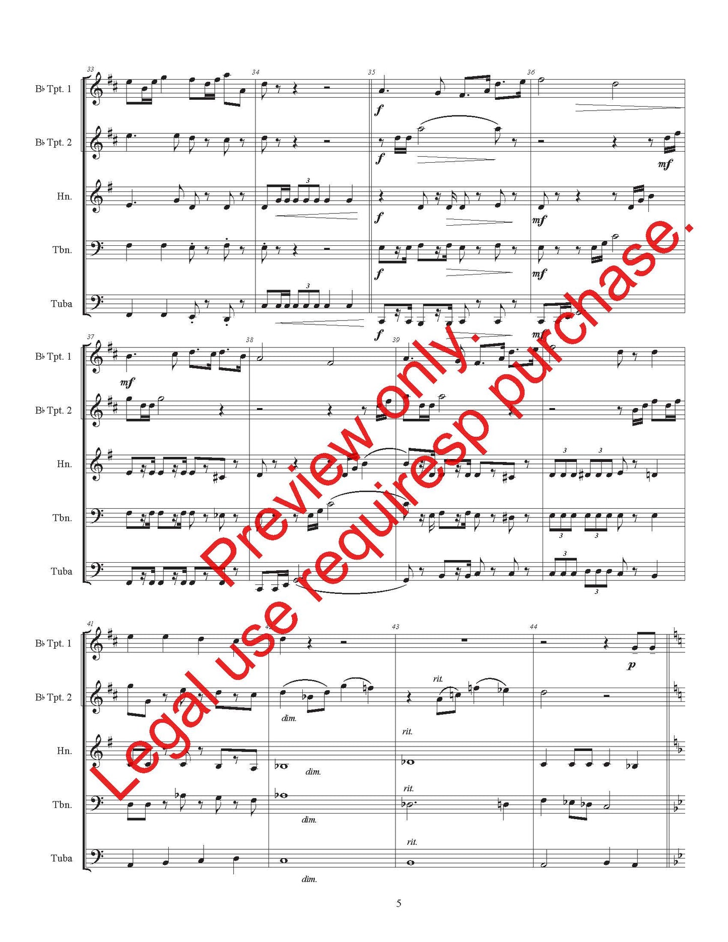 Battle Hymn of the Republic for Brass Quintet