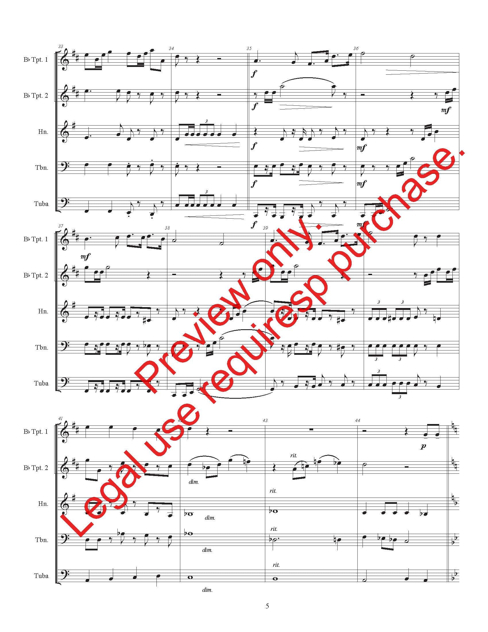 Battle Hymn of the Republic for Brass Quintet