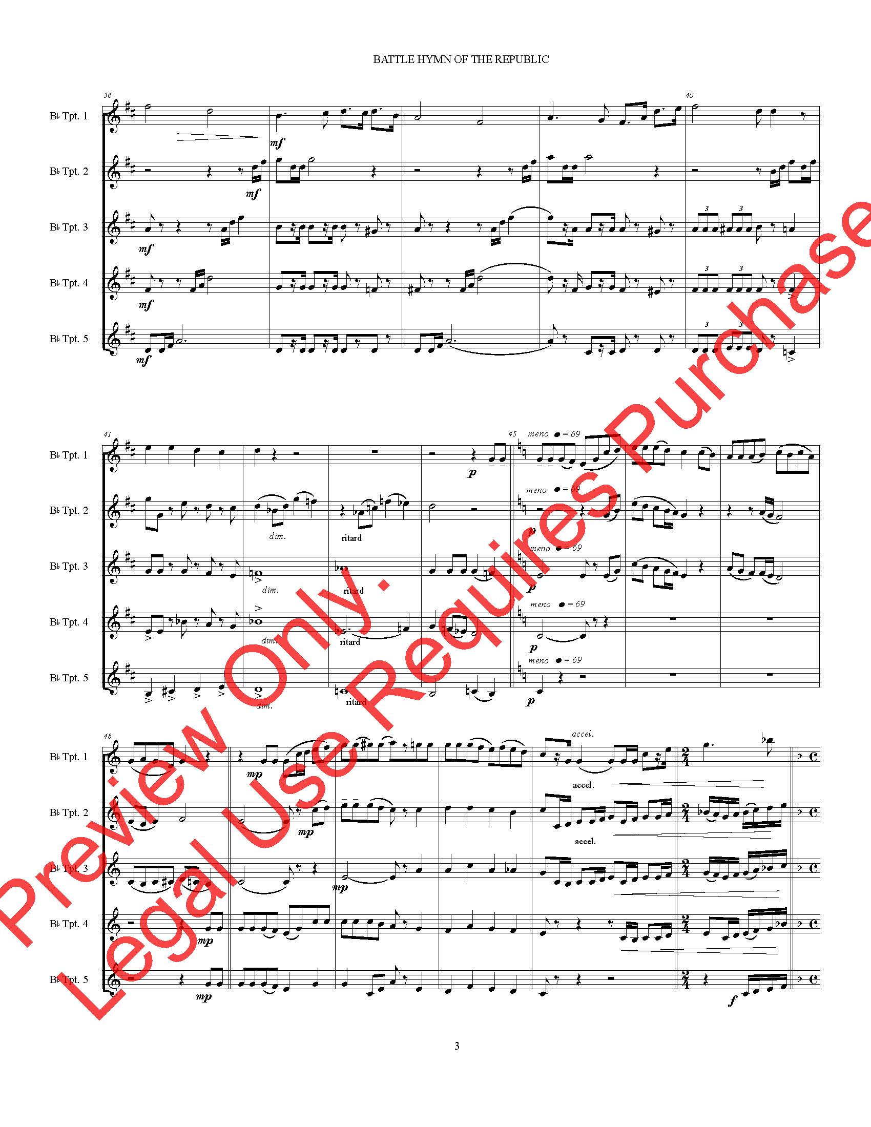 Battle Hymn of the Republic for 5 Trumpets