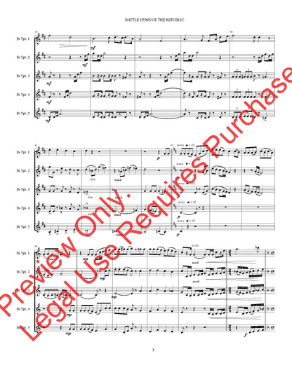 Battle Hymn of the Republic for 5 Trumpets