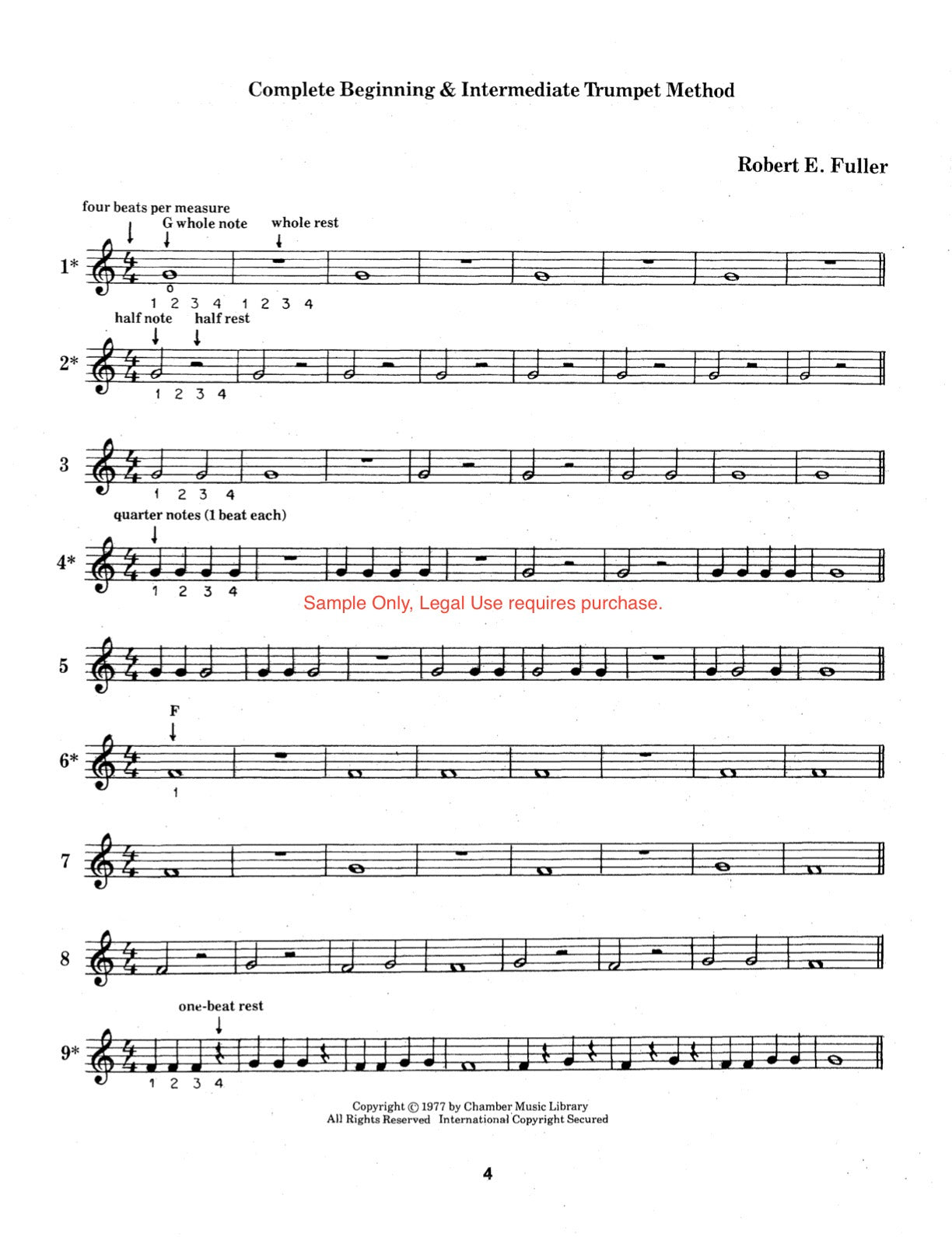 Complete Beginning and Intermediate Trumpet Method by Robert E. Fuller