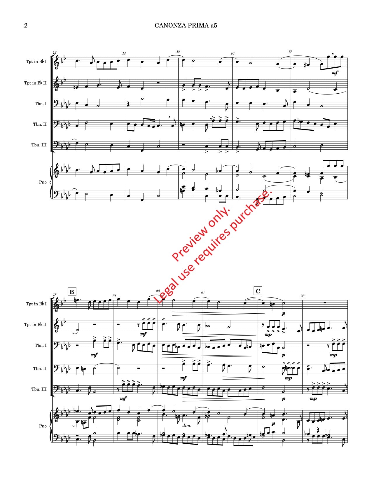 Canzona Prima a 5 for Brass Quintet