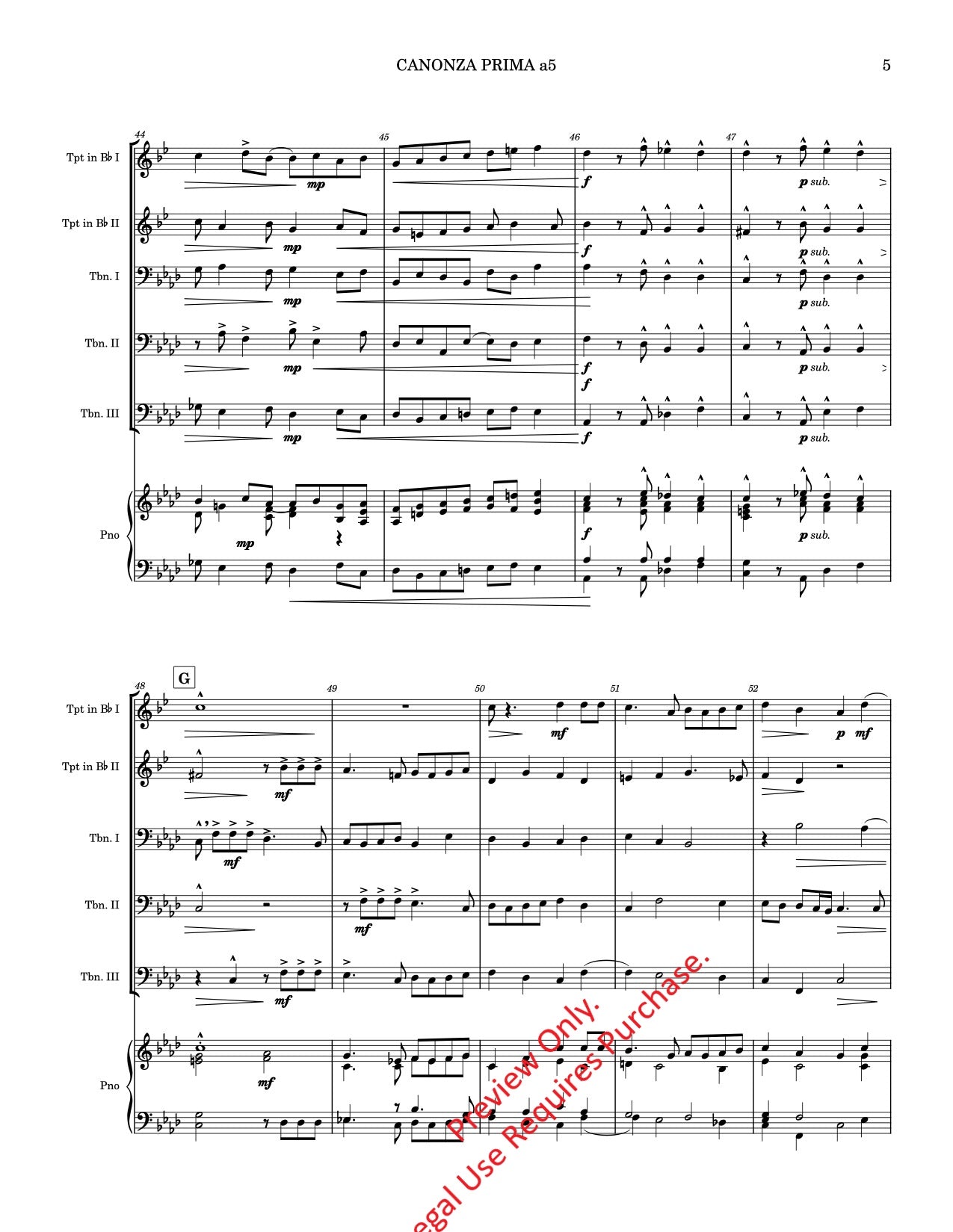 Canzona Prima a 5 for Brass Quintet
