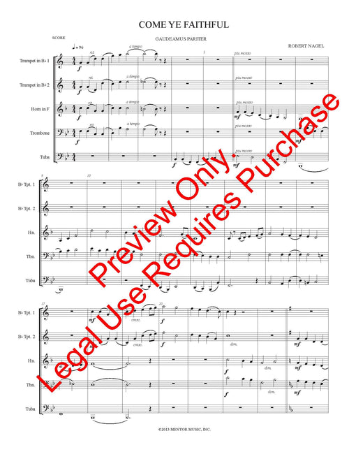 Come, Ye Faithful (Gaudeamus Pariter) (Brass Quintet)