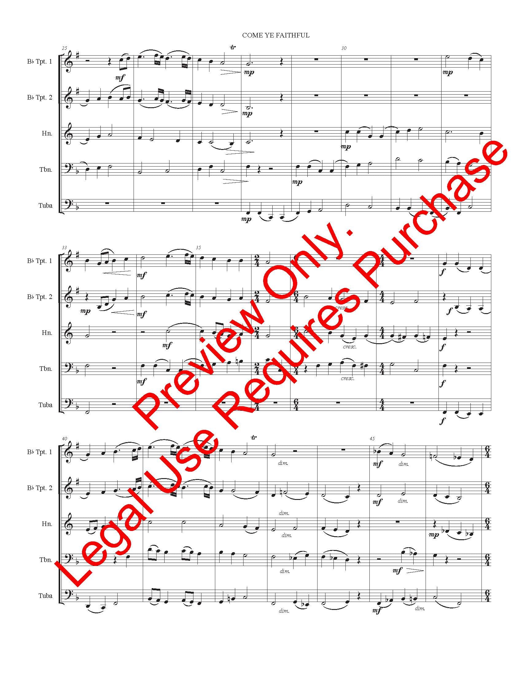 Come, Ye Faithful (Gaudeamus Pariter) (Brass Quintet)