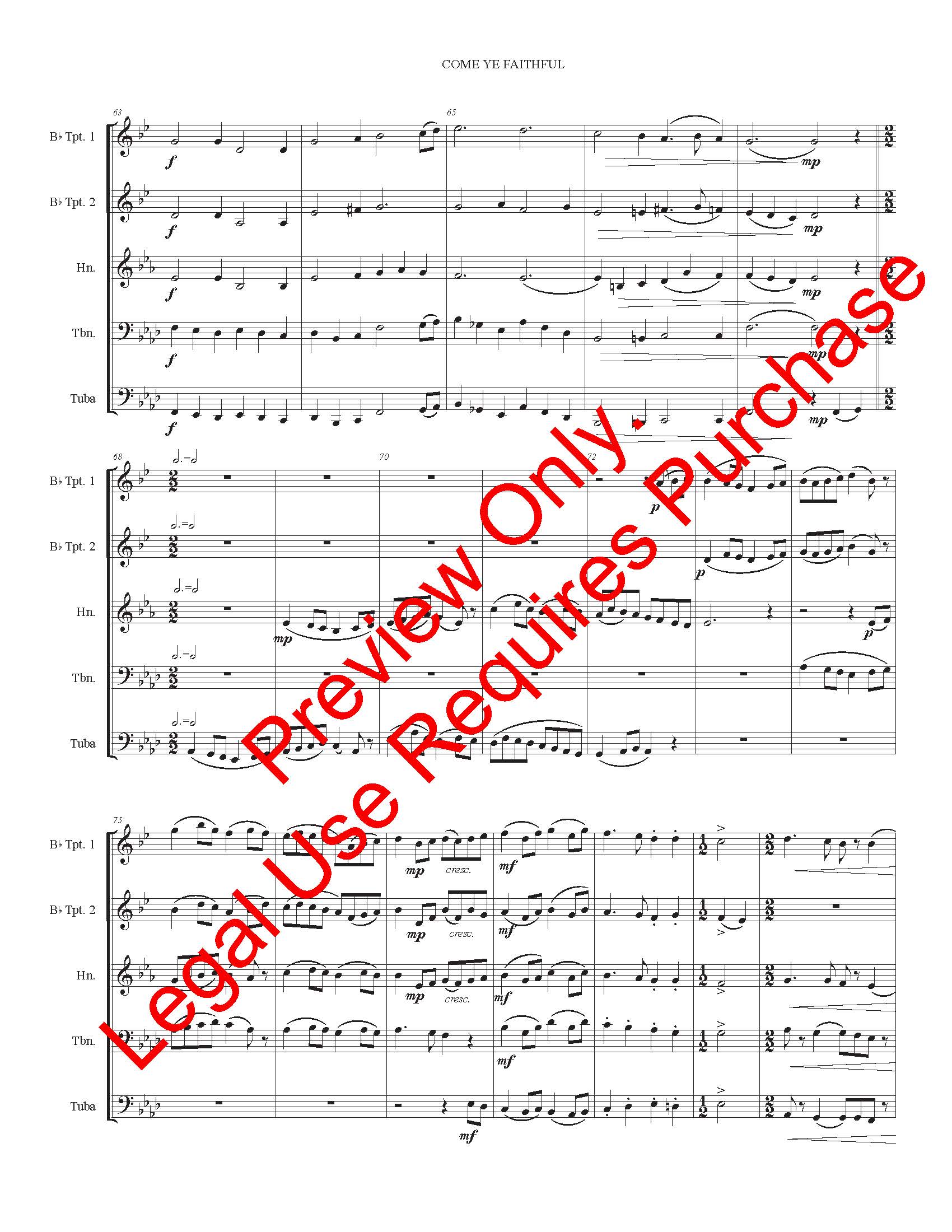 Come, Ye Faithful (Gaudeamus Pariter) (Brass Quintet)