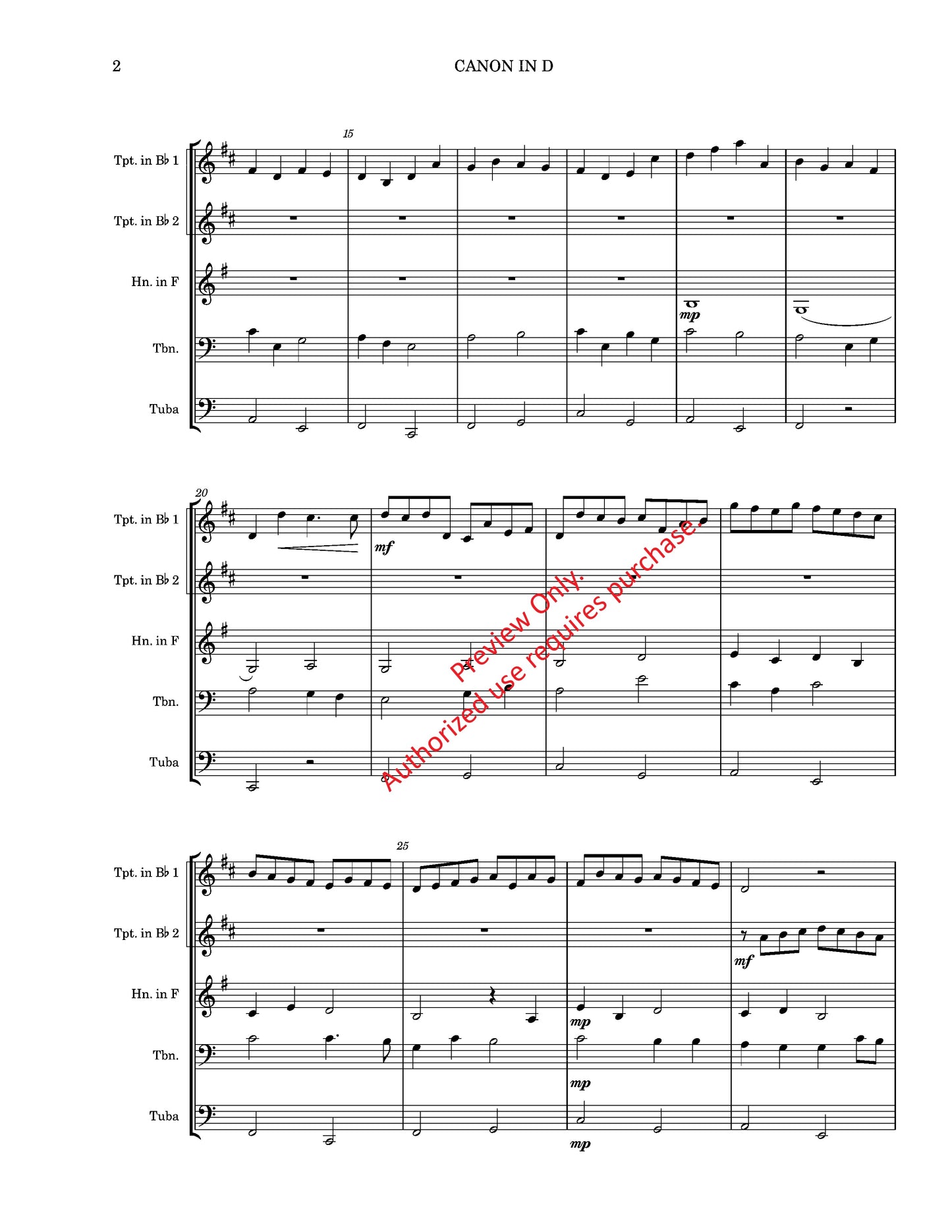 Canon in D for Brass Quintet