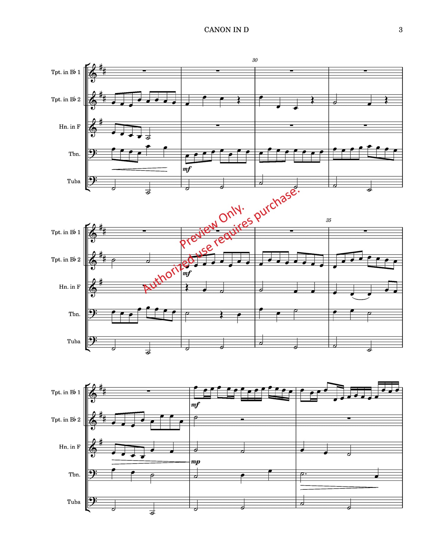 Canon in D for Brass Quintet