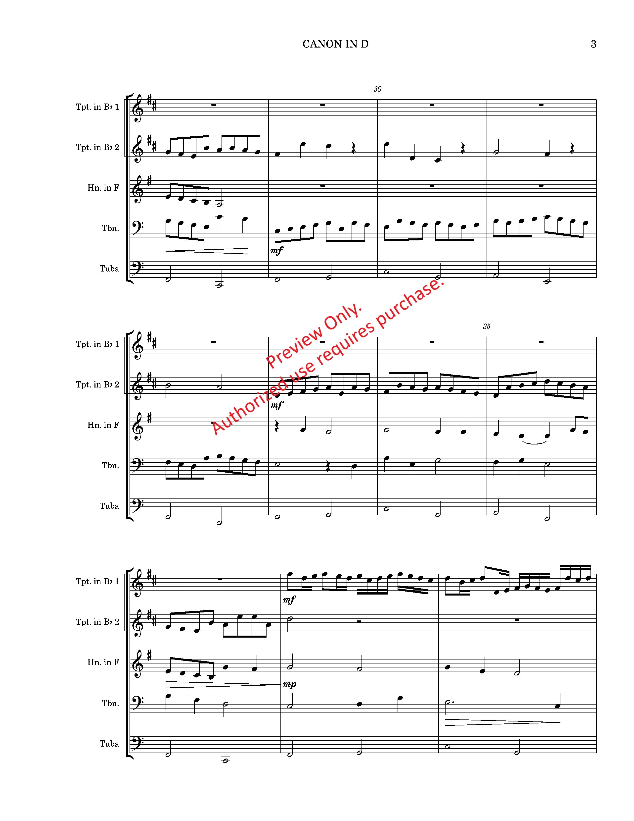 Canon in D for Brass Quintet
