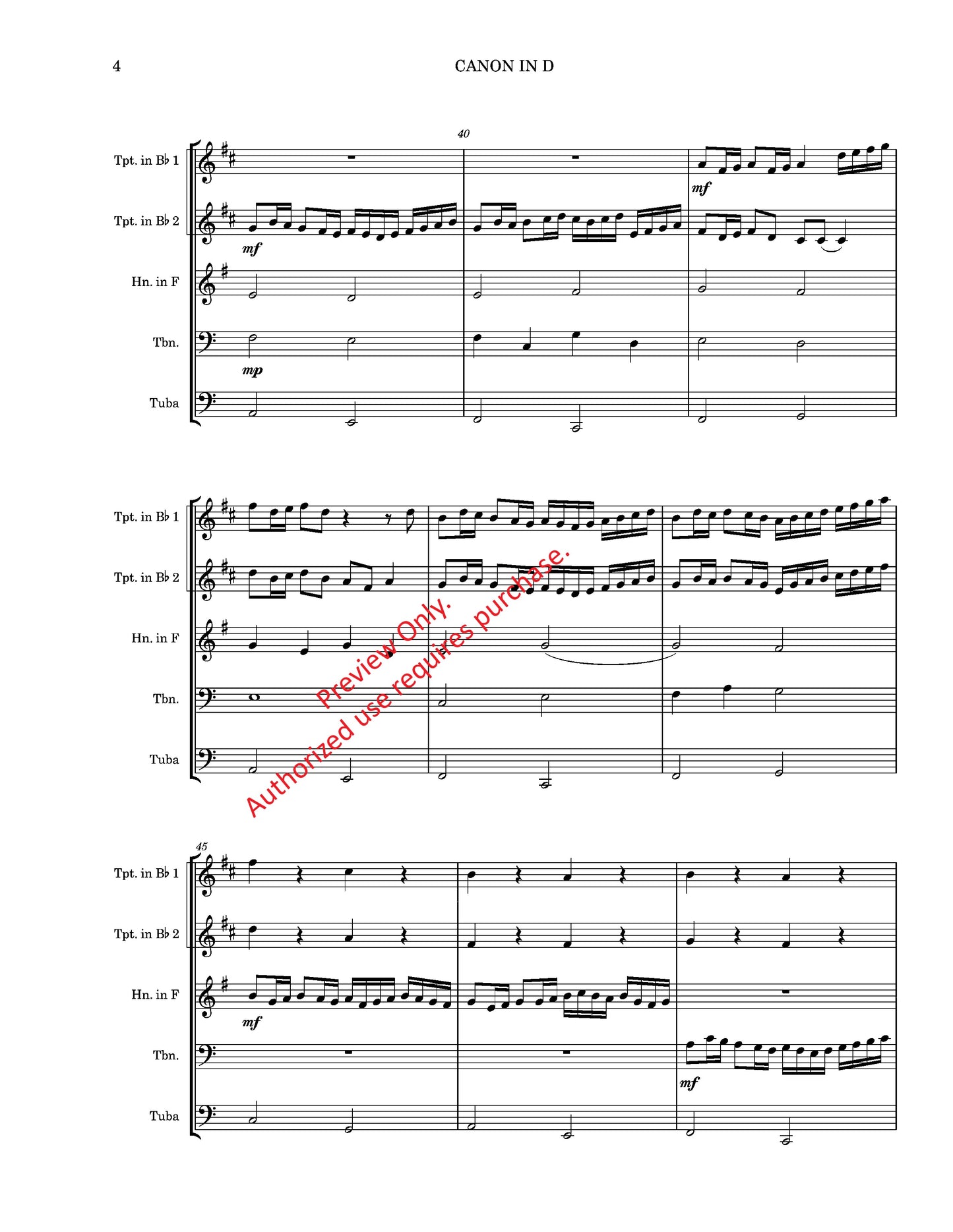 Canon in D for Brass Quintet