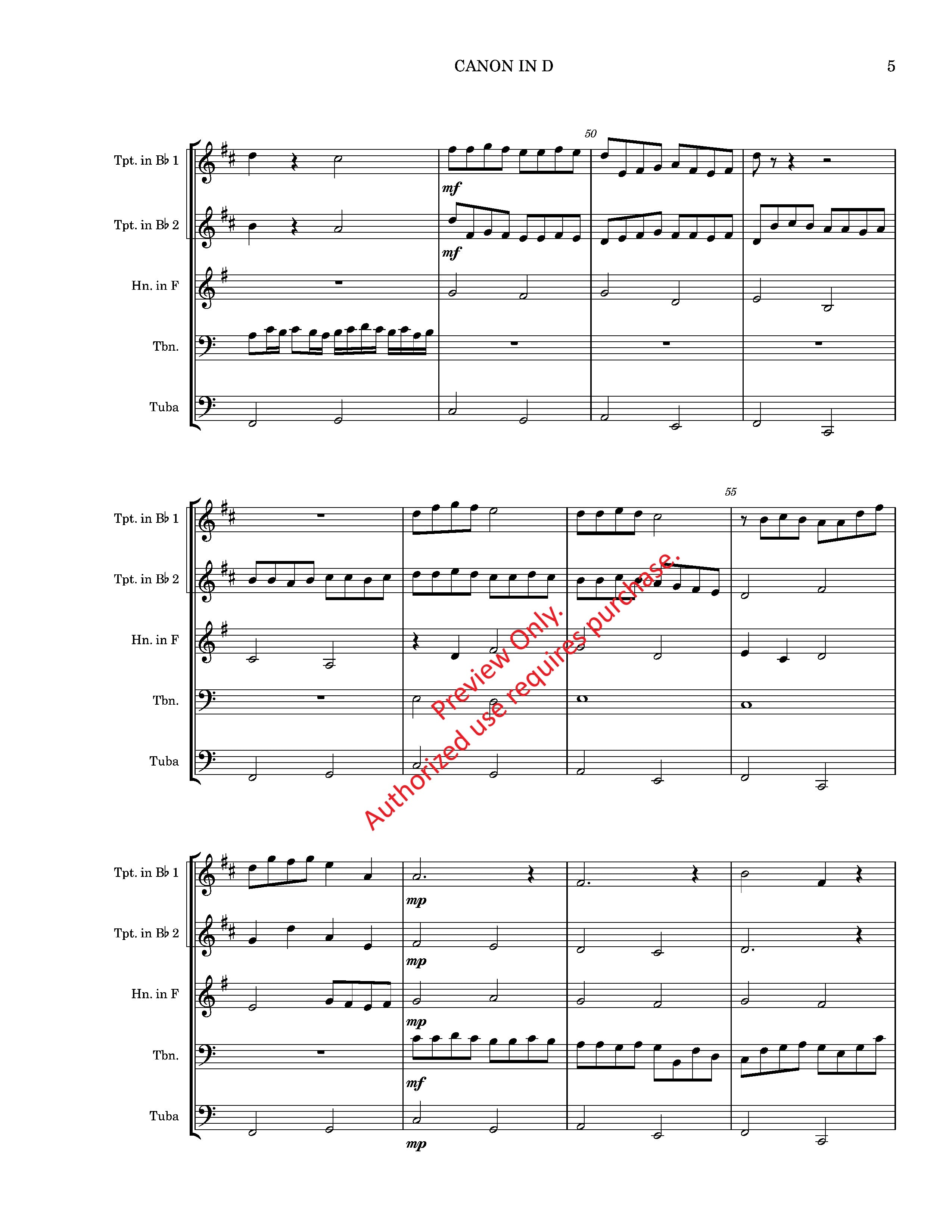 Canon in D for Brass Quintet