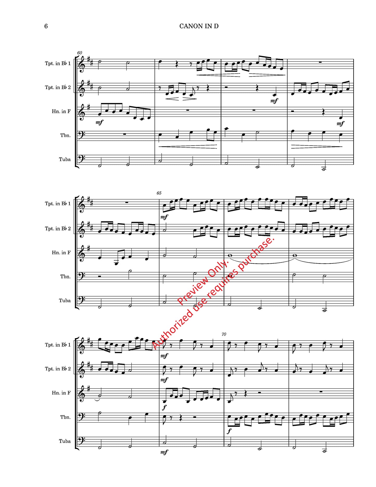 Canon in D for Brass Quintet