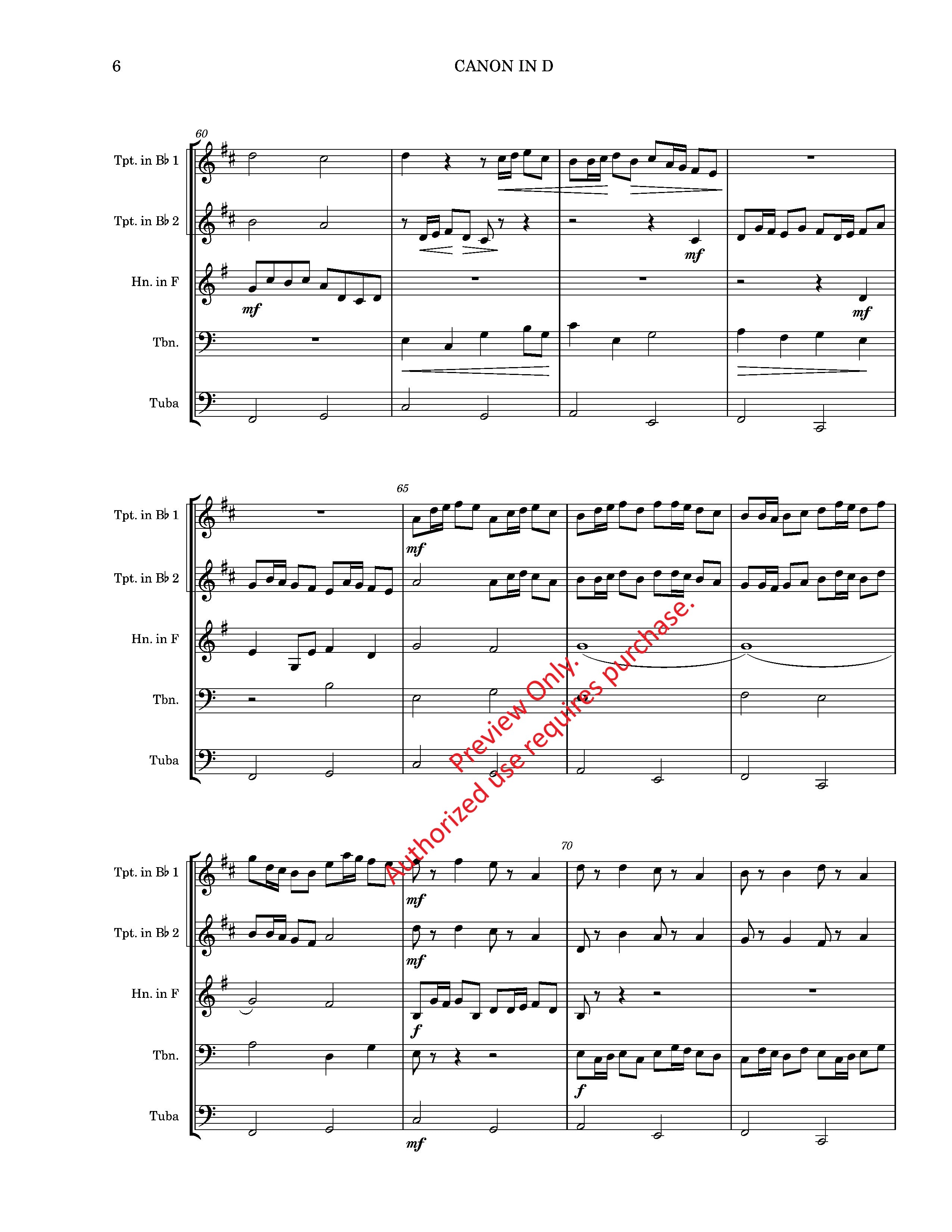Canon in D for Brass Quintet