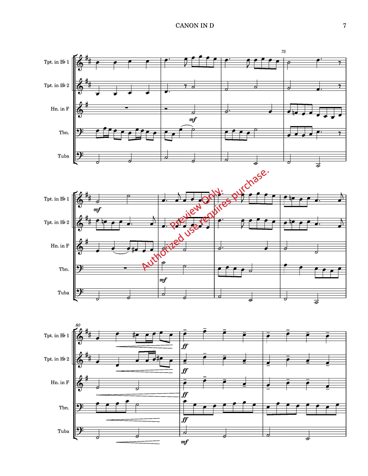Canon in D for Brass Quintet